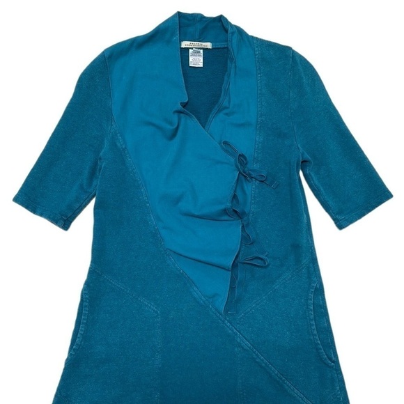 Prairie Underground Wrap Dress Asymmetrical Mini Pockets Teal Ties Size XS - Picture 4 of 14